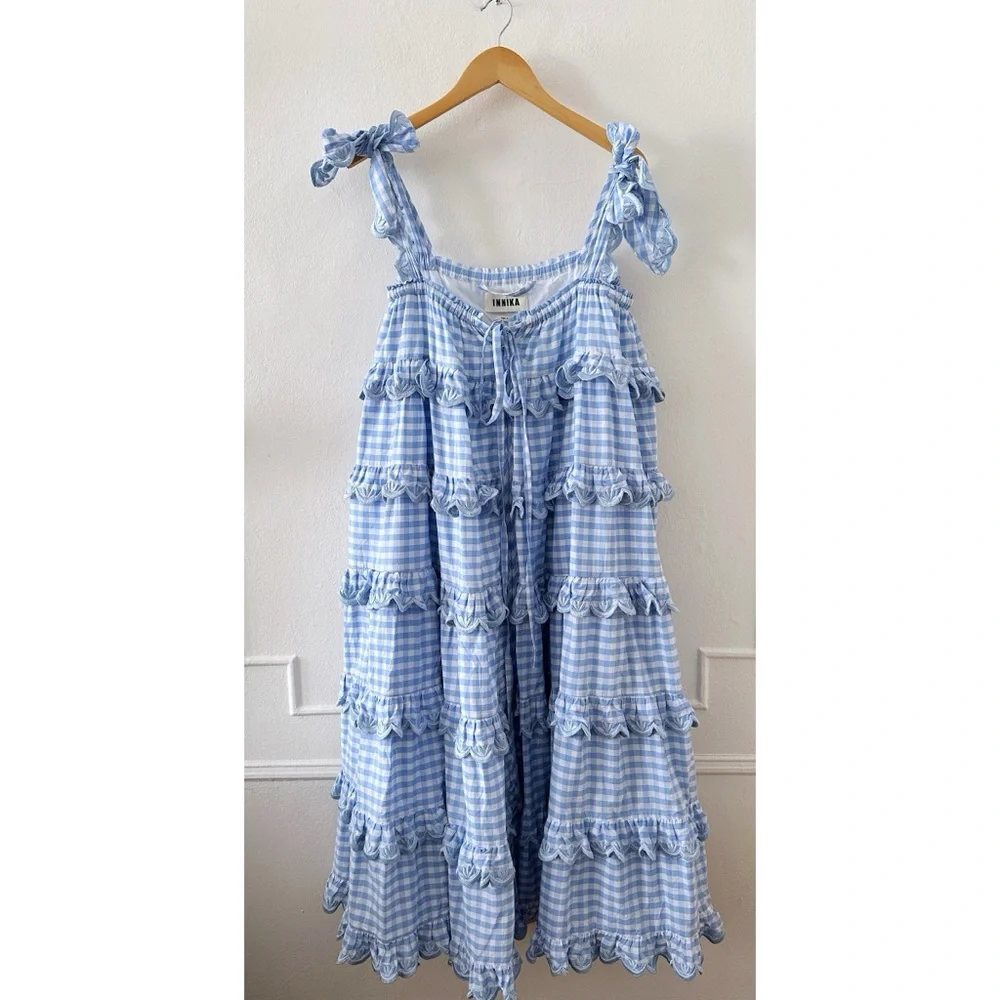 Innika Choo Dress Blue Gingham Dress - Picture 3 of 9